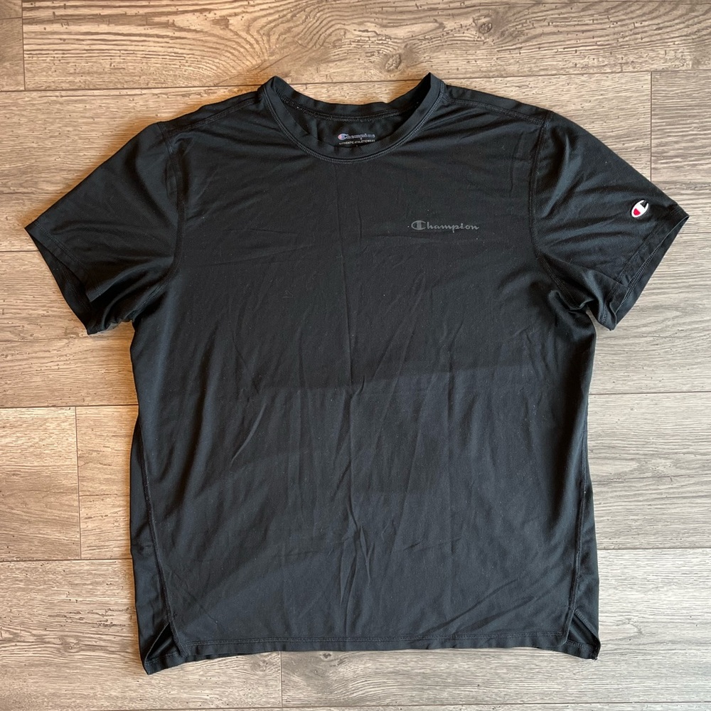 Champion Men’s Short Sleeve Crewneck Athletic T-Shirt Dri Fit Black Large